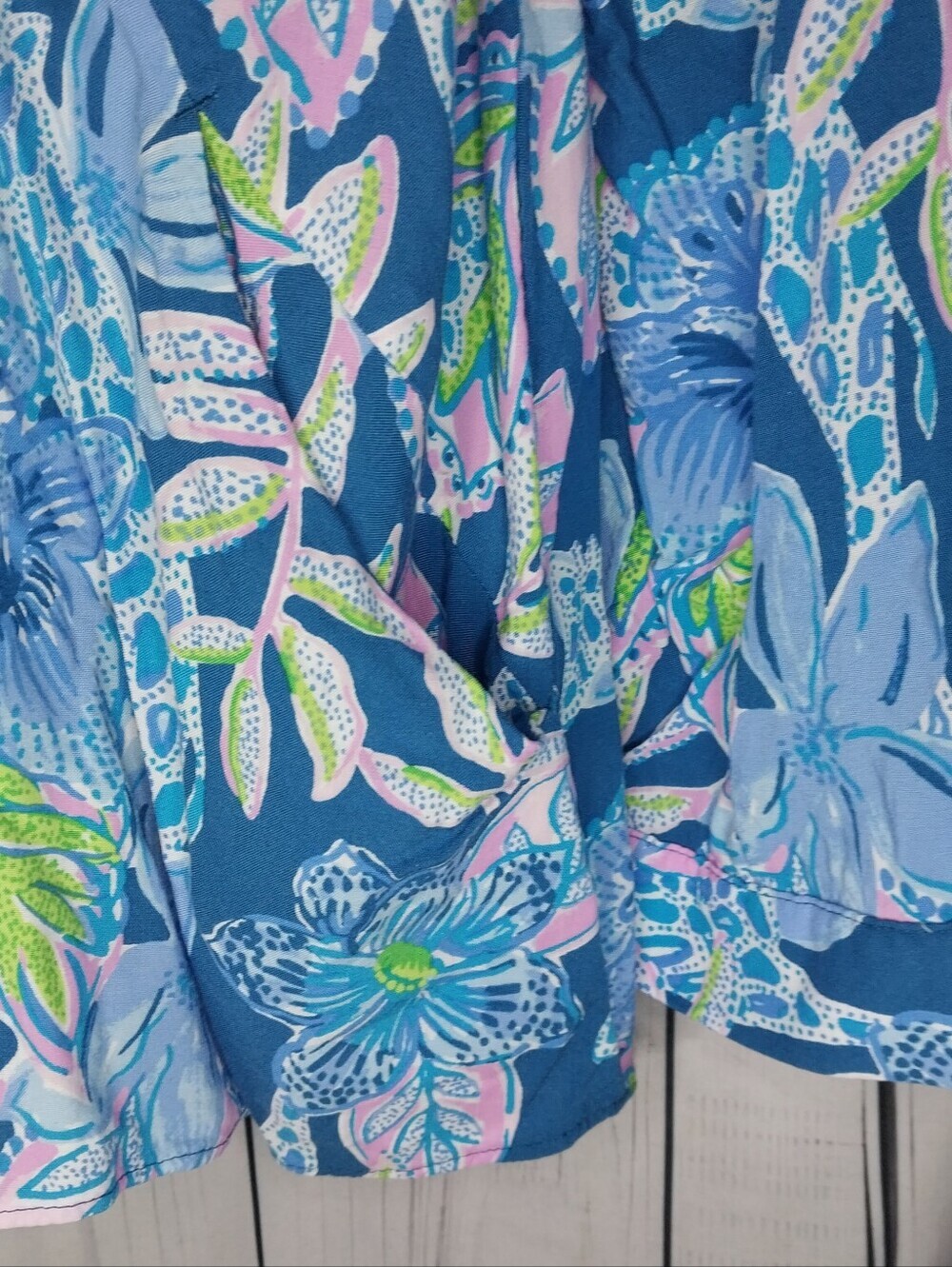 Lilly Pultizer Lillith Floral Popover Resortwear Preppy Tunic In Macaw Blue - Picture 2 of 10